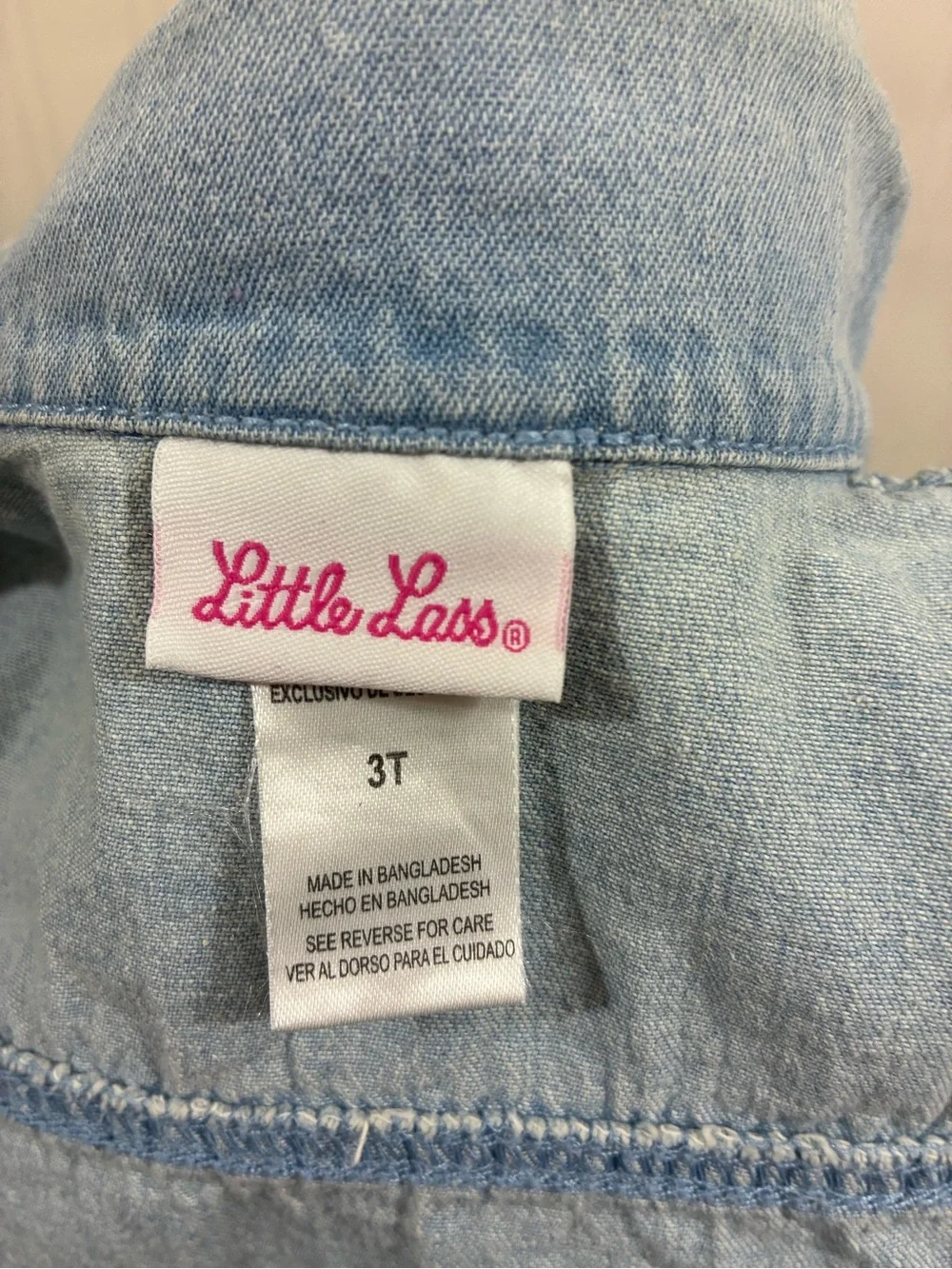 Little Lass Pink Logo Light Blue Denim Jacket